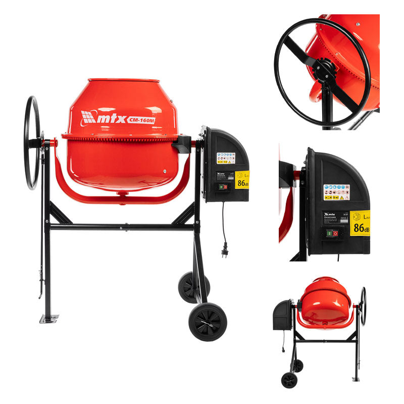 Betonkeverő 160l 650W fém fogaskoszorús MTX