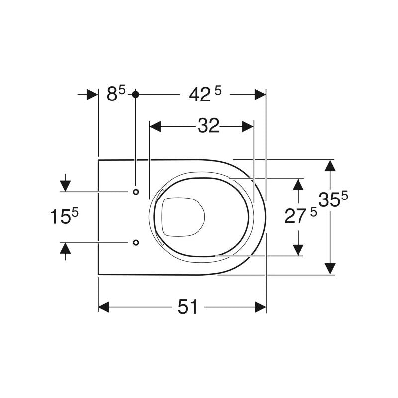 Geberit Acanto fali WC, mélyöblítésű, zárt forma, Rimfree, 51 cm