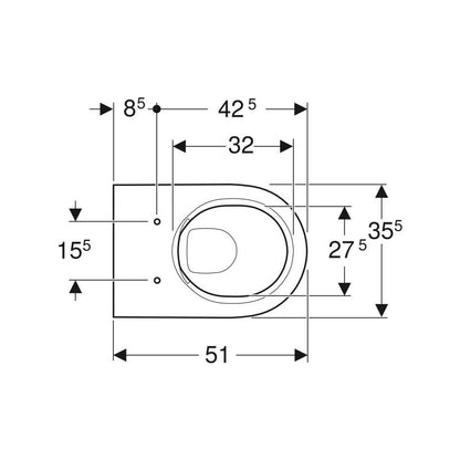 Geberit Acanto fali WC, mélyöblítésű, zárt forma, Rimfree, 51 cm