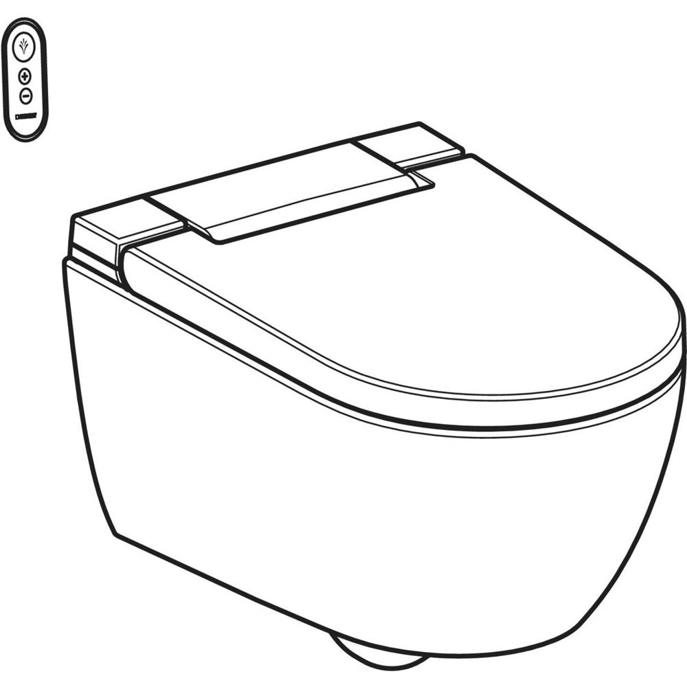 Geberit AquaClean Alba komplett higiéniai berendezés, fali WC-vel, fehér / KeraTect , design takarólap fehér