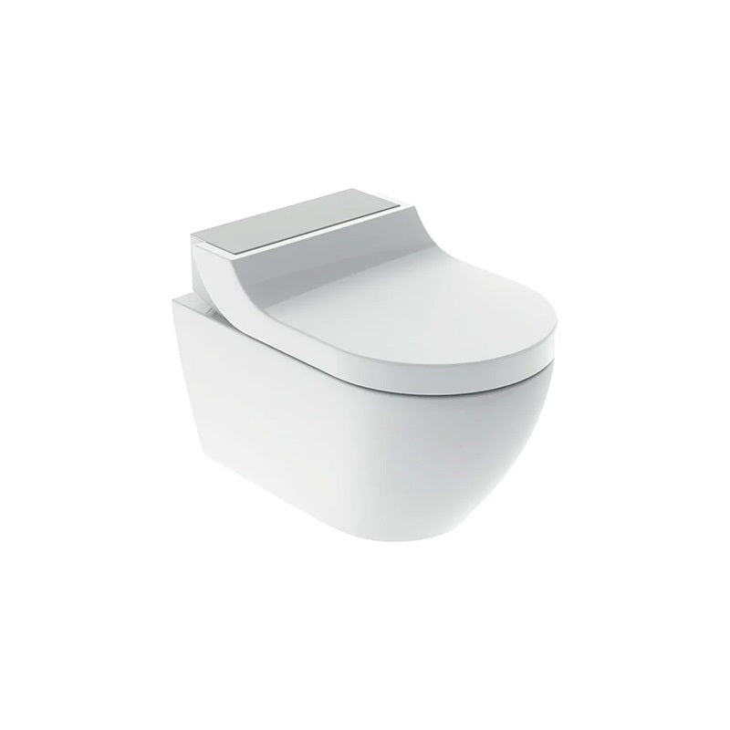 Geberit AquaClean Tuma Comfort komplett higiéniai berendezés fali WC-vel, szálcsiszolt rozsdamentes acél