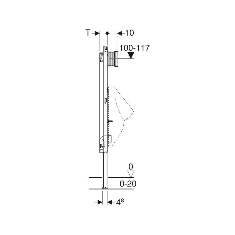 Geberit Duofix vizelde szerelőelem, 130 cm, univerzális, Basic vizeldevezérléshez