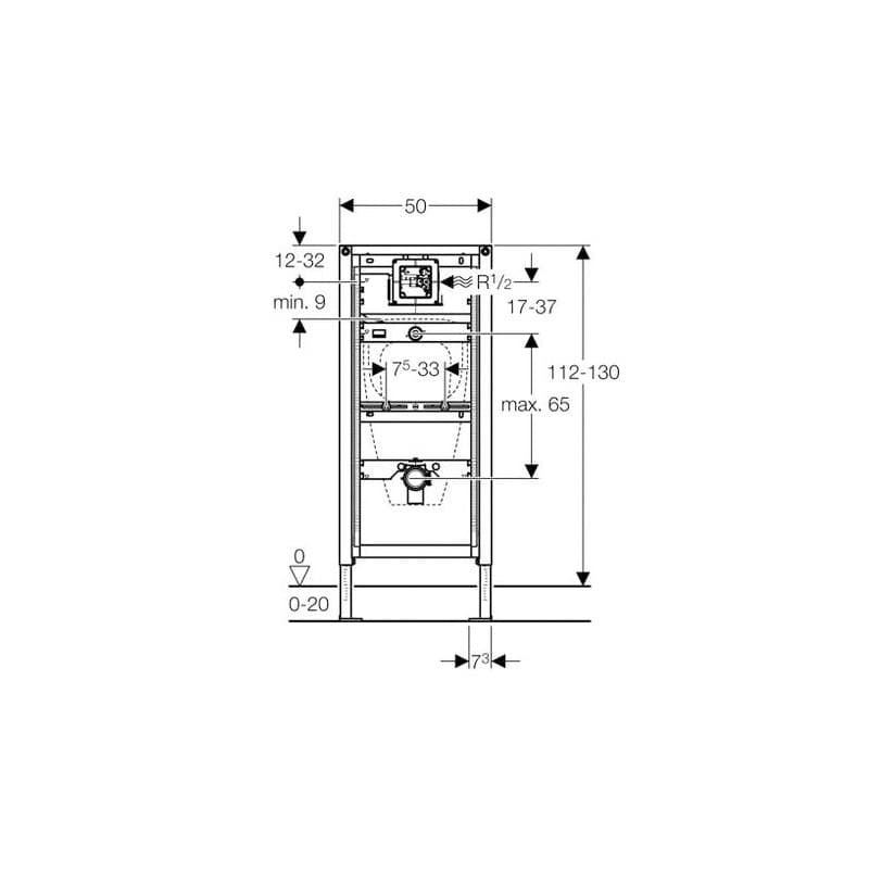 Geberit Duofix vizelde szerelőelem, 112–130 cm, univerzális