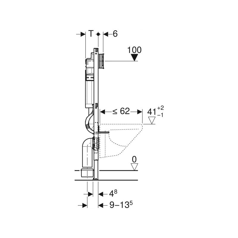 Geberit Duofix fali WC-szerelőelem, 112 cm, Sigma 12 cm-es falsík alatti öblítőtartállyal