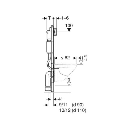 Geberit Duofix fali WC-szerelőelem, 112 cm, Delta 12 cm-es falsík alatti öblítőtartállyal