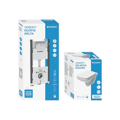 Geberit Duofix wc szett delta 20 króm "g30" /szerelőkeret + nyomólap + zajcsökkentő + fali rögzítő + wc csésze + ülőke/