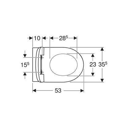 Geberit Selnova mélyöblítésű fali WC készlet 53 cm, Rimfree, lecsapódásgátlós, gyorskioldós WC-ülőkével, felső rögzítésű