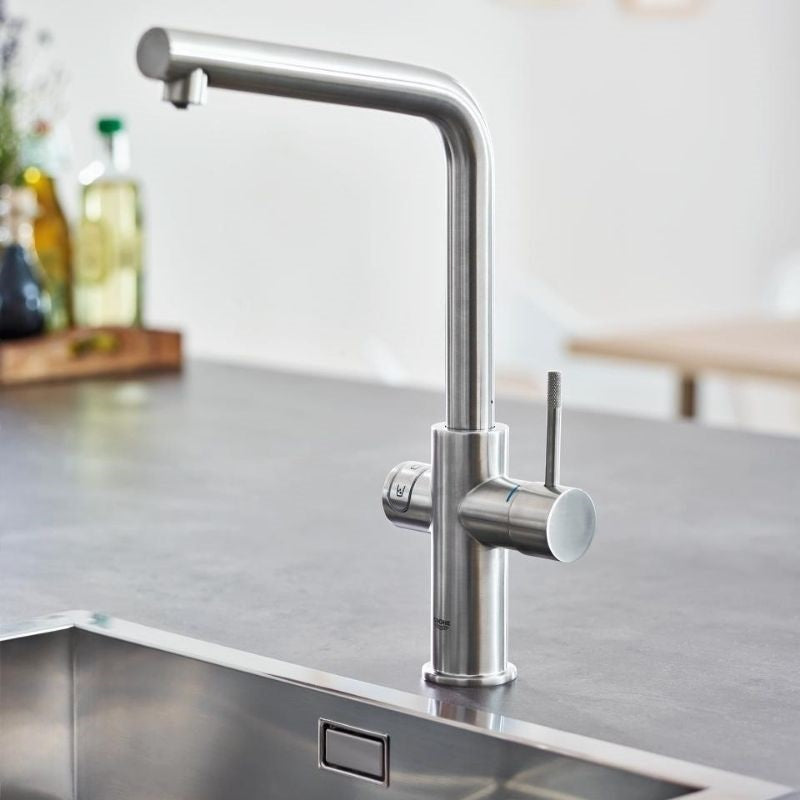 Grohe Blue Home L-kifolyós kezdőkészlet kihúzható gyöngyöztetővel, SuperSteel
