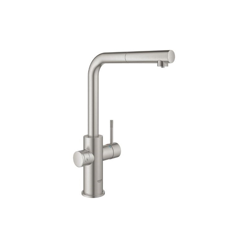 Grohe Blue Home L-kifolyós kezdőkészlet kihúzható gyöngyöztetővel, SuperSteel