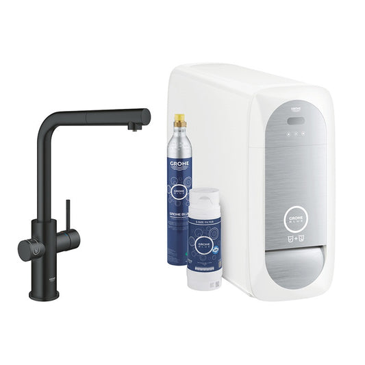 Grohe Blue Home L-kifolyós kezdőkészlet kihúzható gyöngyöztetővel, bársony fekete