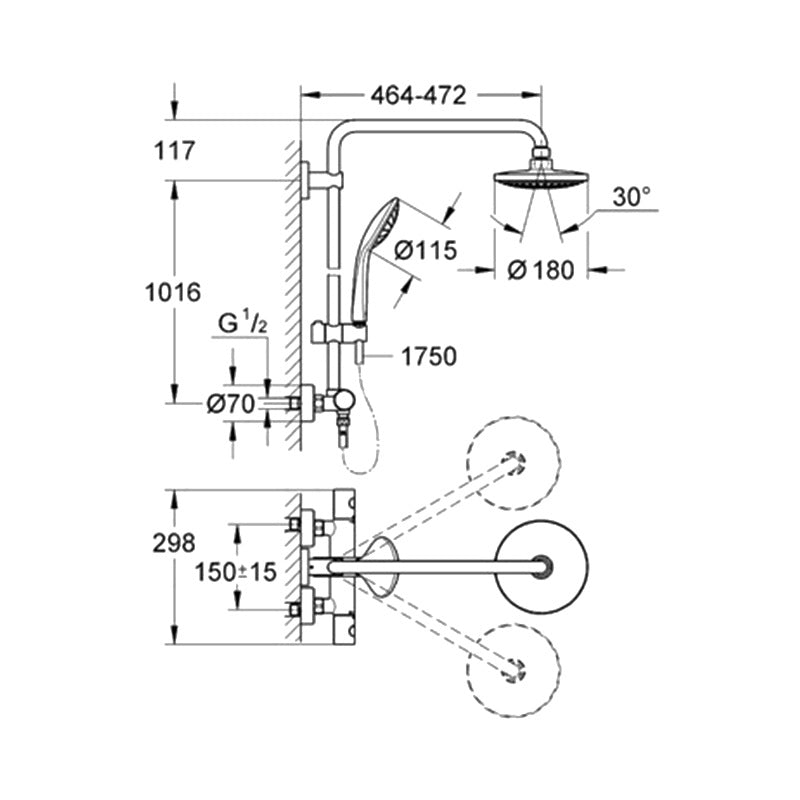 Grohe Euphoria System 180 Termosztátos zuhanyrendszer
