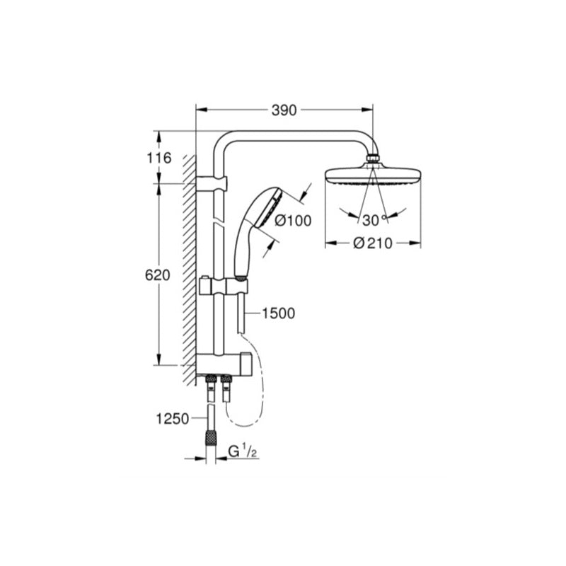 Grohe Tempesta System 210 Flex zuhanyrendszer diverterrel