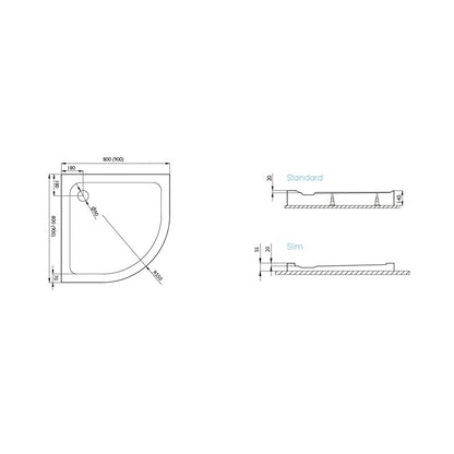 H2O Nero A 80x80 íves, akril zuhanytálca ajándék szifonnal