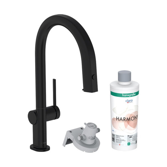 Hansgrohe Aqittura M91 Vízszűrős konyhai csaptelep 210, kihúzható zuhanyfejjel, 1jet, indulókészlet, matt fekete