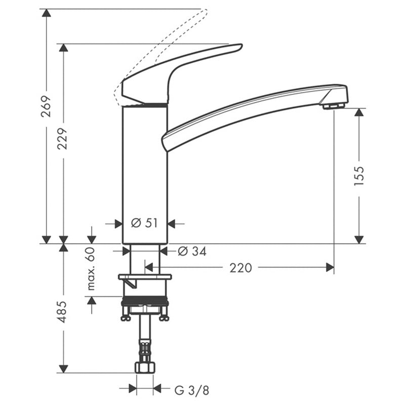 Hansgrohe Focus m41 egykaros konyhai csaptelep 160