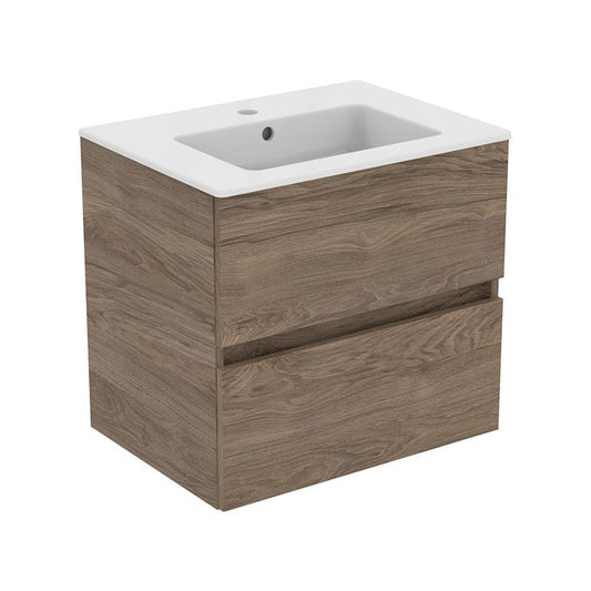 Ideal Standard Eurovit+ mosdó, 60cm, két fiókos alsó szekrénnyel, dió