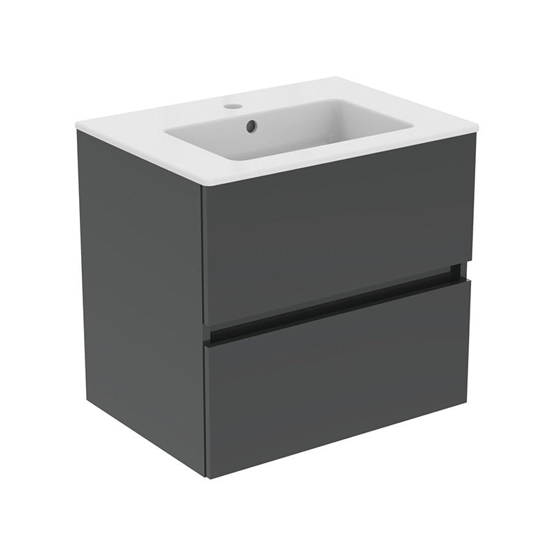Ideal Standard Eurovit+ mosdó, 60cm, két fiókos alsó szekrénnyel, magasfényű szürke