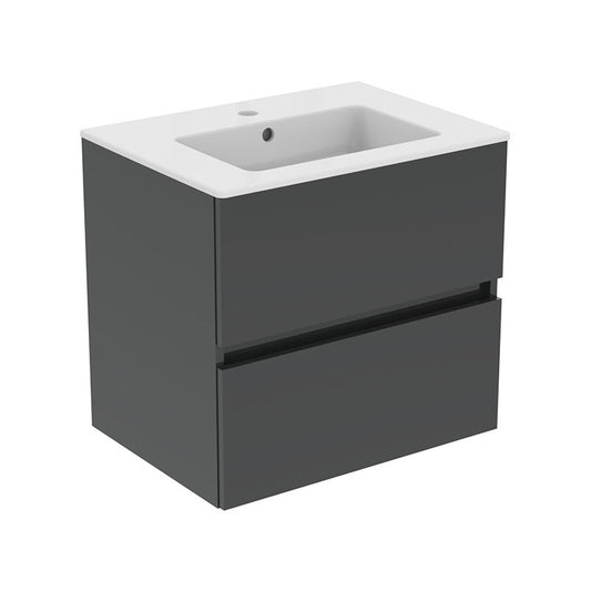 Ideal Standard Eurovit+ mosdó, 60cm, két fiókos alsó szekrénnyel, magasfényű szürke