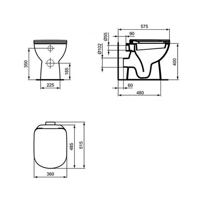 Ideal Standard i.life A álló wc, hátsó kifolyású, fehér