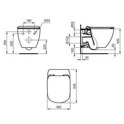 Ideal Standard Tesi fali wc, aquablade, matt fekete