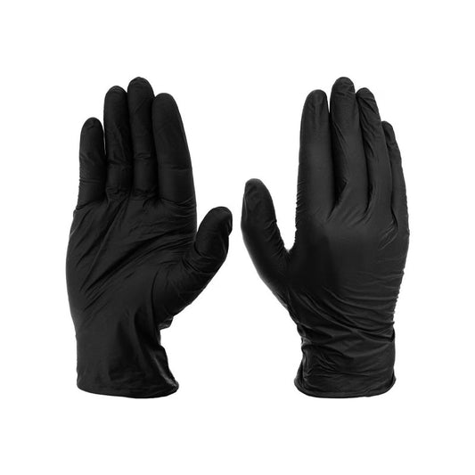 Kesztyű egyszer használatos latex nitril fekete M 100db