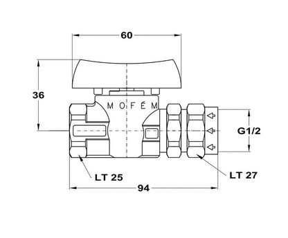 Mofém Flexum gázgcsap 1/2"kb+zá.sze. Fix