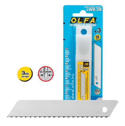 OLFA LWB-3B - Hullámos élszög köszörülésű 18mm-es nem tördelhető penge