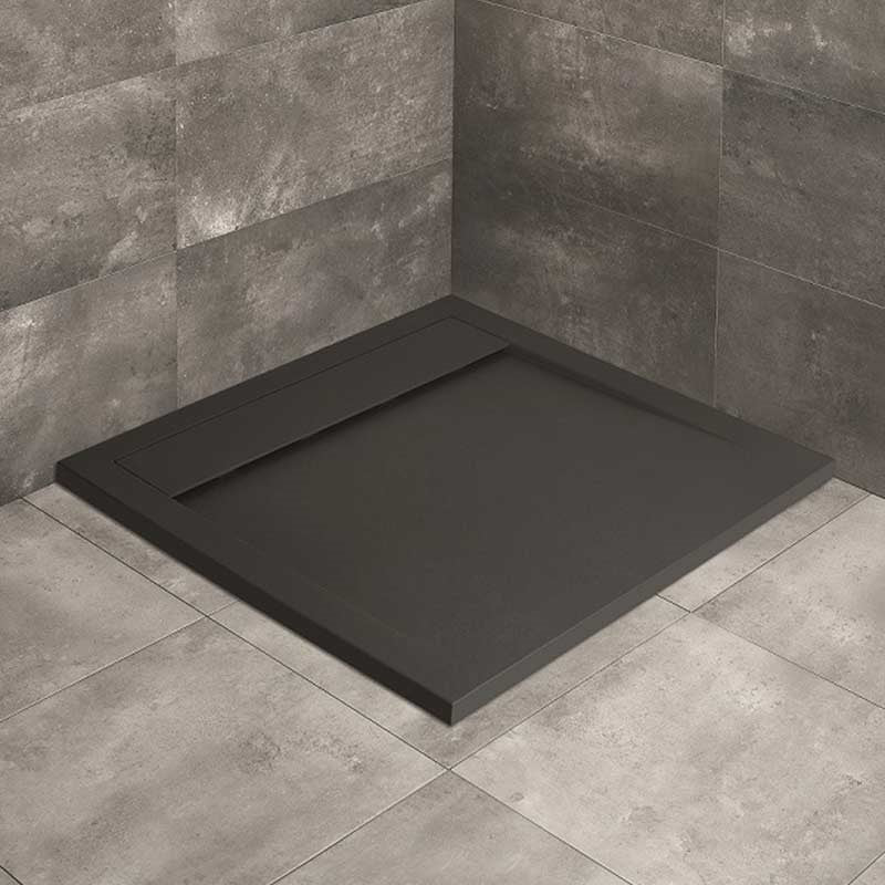 Radaway Teos C 80x80 szögletes, lapos, műmárvány zuhanytálca, antracit