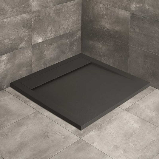 Radaway Teos C 90x90 szögletes, lapos, műmárvány zuhanytálca, antracit