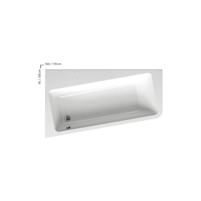 Ravak 10° akril, 170x100 asszimetrikus sarokkád, jobbos, fehér