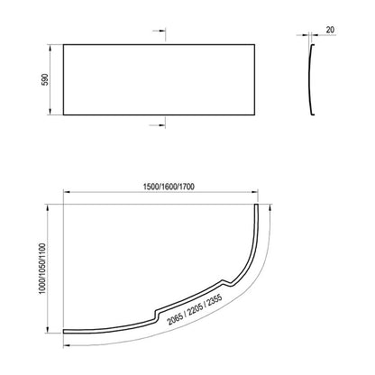 Ravak Asymmetric akril, 150x100 asszimetrikus sarokkád, balos, fehér