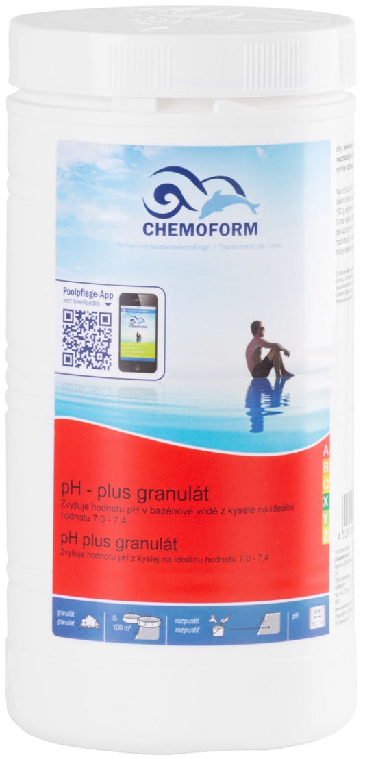 Medence pH emelő granulátum, Chemoform 0802 pH Plus, fehér, 1 kg, kloridmentes, gyorsan oldódó, hosszú távú hatás