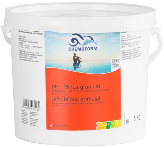 Medence pH csökkentő granulátum, Chemoform 0811 pH Minus, fehér, 5 kg, kloridmentes, gyorsan oldódó, hosszú távú hatás