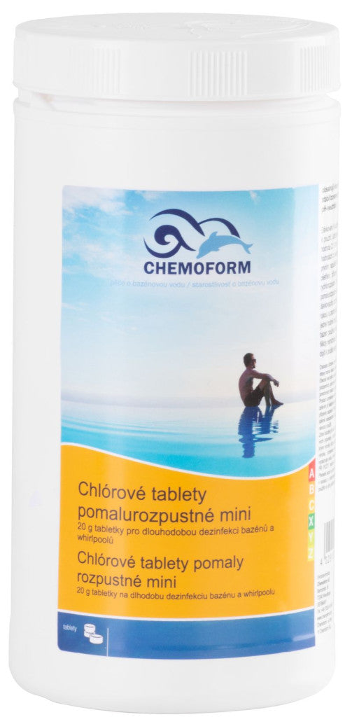 Medence klórtabletta, Chemoform 3601 (20 g), fehér, 1 kg, 80 % aktív klór, lassan oldódó, szerves, stabilizált
