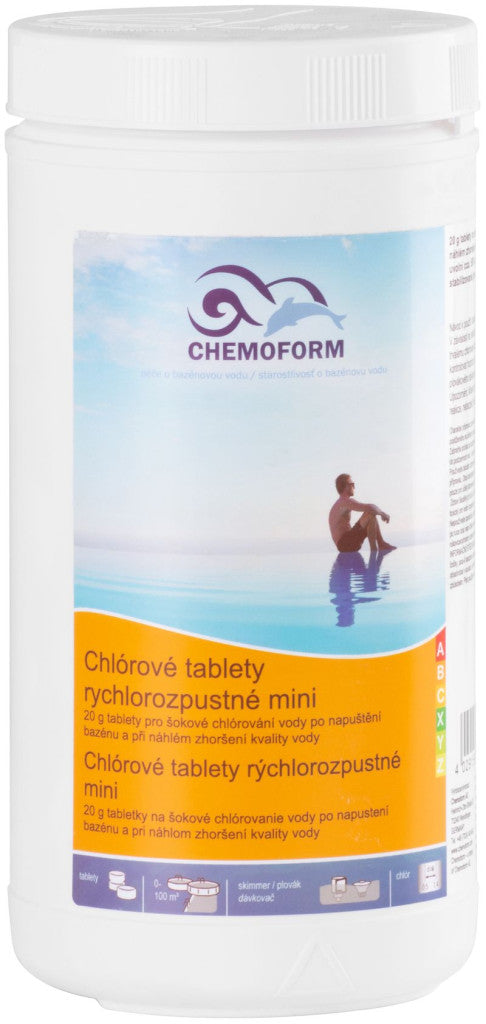 Medence klórtabletta, Chemoform 4601 (20 g), fehér, 1 kg, 50 % aktív klór, gyorsan oldódó, pH-semleges, stabilizált