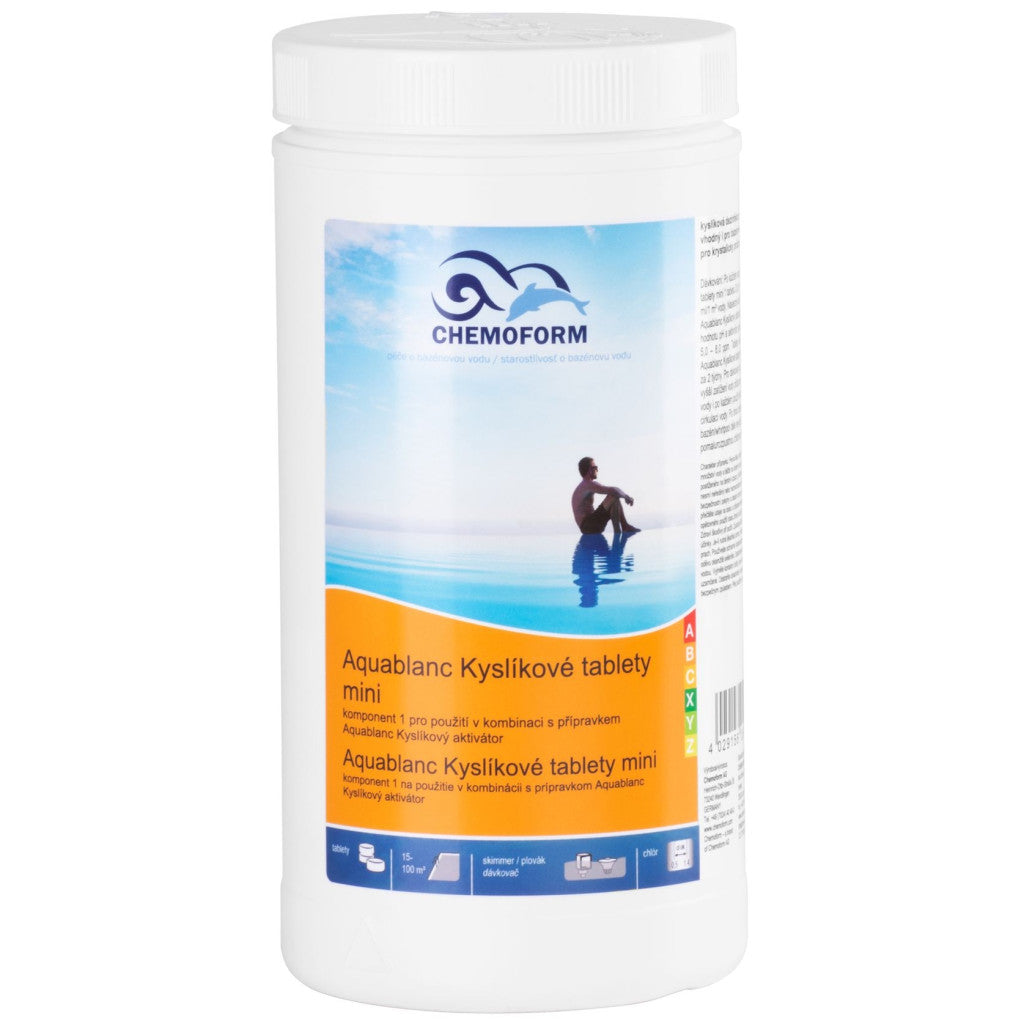Medence aktív oxigén tabletta, Chemoform 5601 Mini (20 g), fehér, 1 kg, gyorsan oldódó, fertőtlenítő, medencéhez és jakuzzihoz