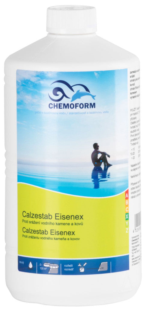 Medence vízlágyító, Chemoform Calzestab Eisenex, fehér, 1 l, vas- és vízkőlerakódás gátló, vízkeménység csökkentő