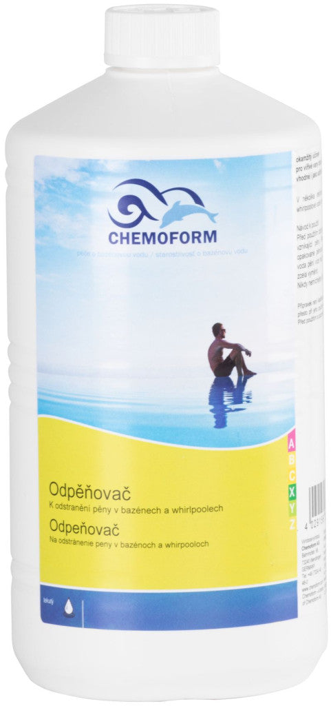 Medence habzásgátló, Chemoform, fehér, 1 l, azonnali hatású, medencékhez és pezsgőfürdőkhöz, tisztítógépek adalékaként is használható