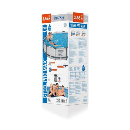 BESTWAY Steel Pro Max csővázas medence szett, 366 x 76 cm, papírszűrős, vízkapacitás 6473 l (56416)