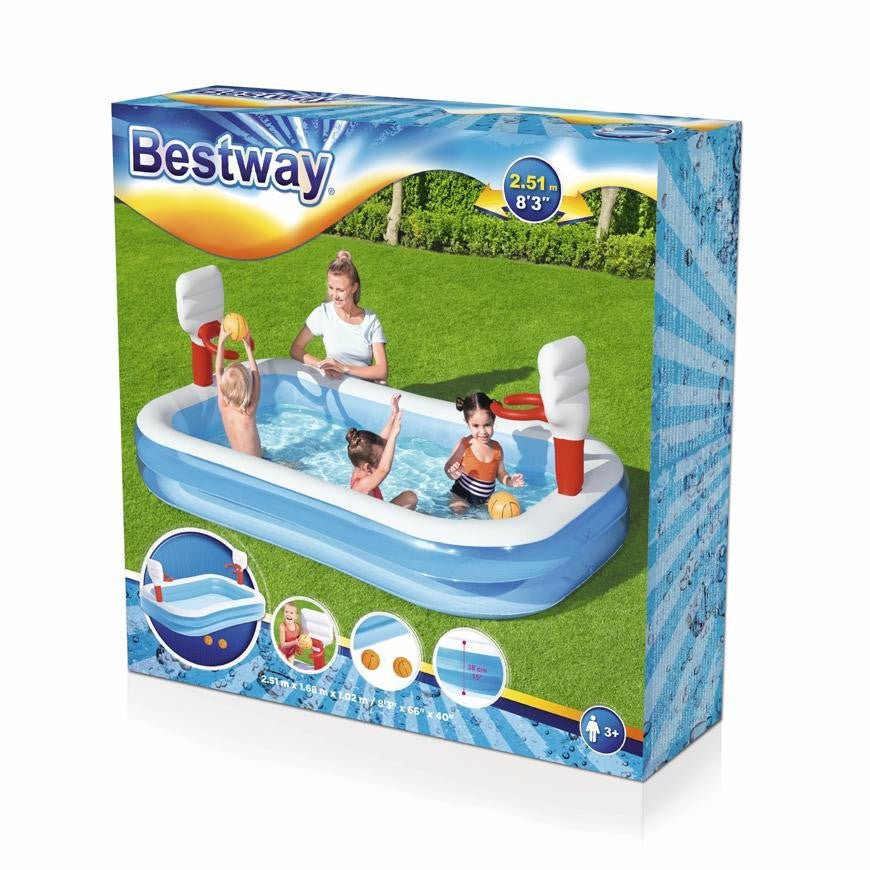 BESTWAY, 54122, Basketball, felfújható gyermekmedence, 2,51 x 1,68 x 1,02 m