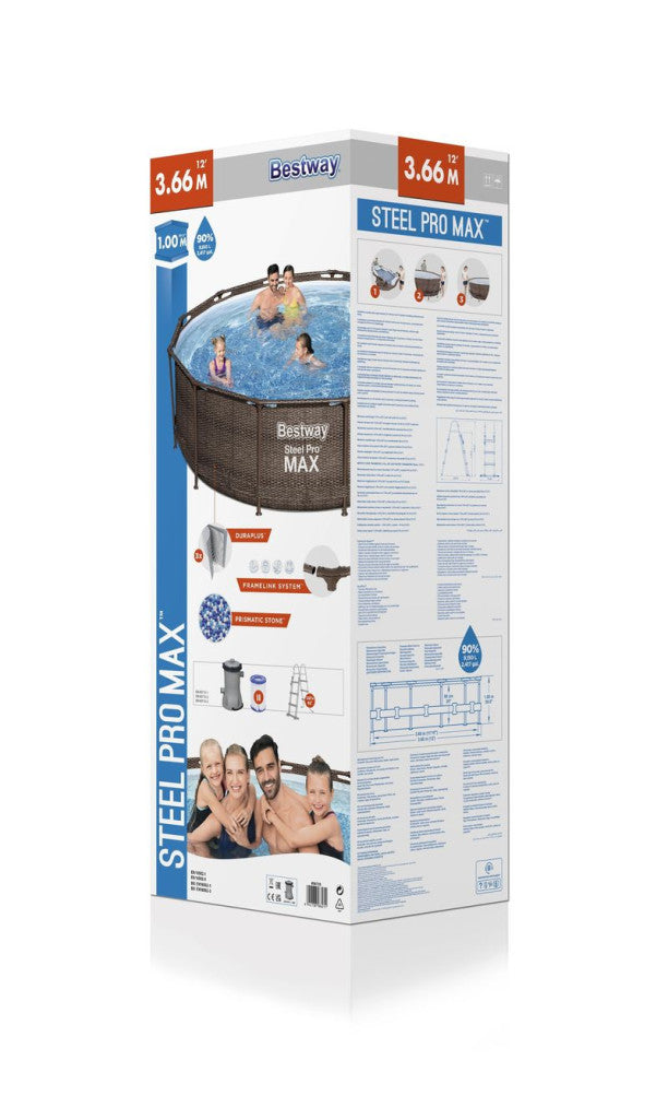 Bestway Steel Pro Max Rattan 3,66 m x 100 cm medence szett (56709)