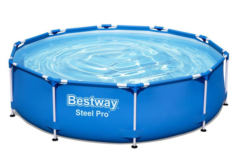 Csővázas medence, Bestway Steel Pro 305 x 76 cm, kerek, papírszűrős szűrővel, DuraPlus falazat, korrózióálló fémkeret, leeresztő szeleppel, 4678 l (56679)