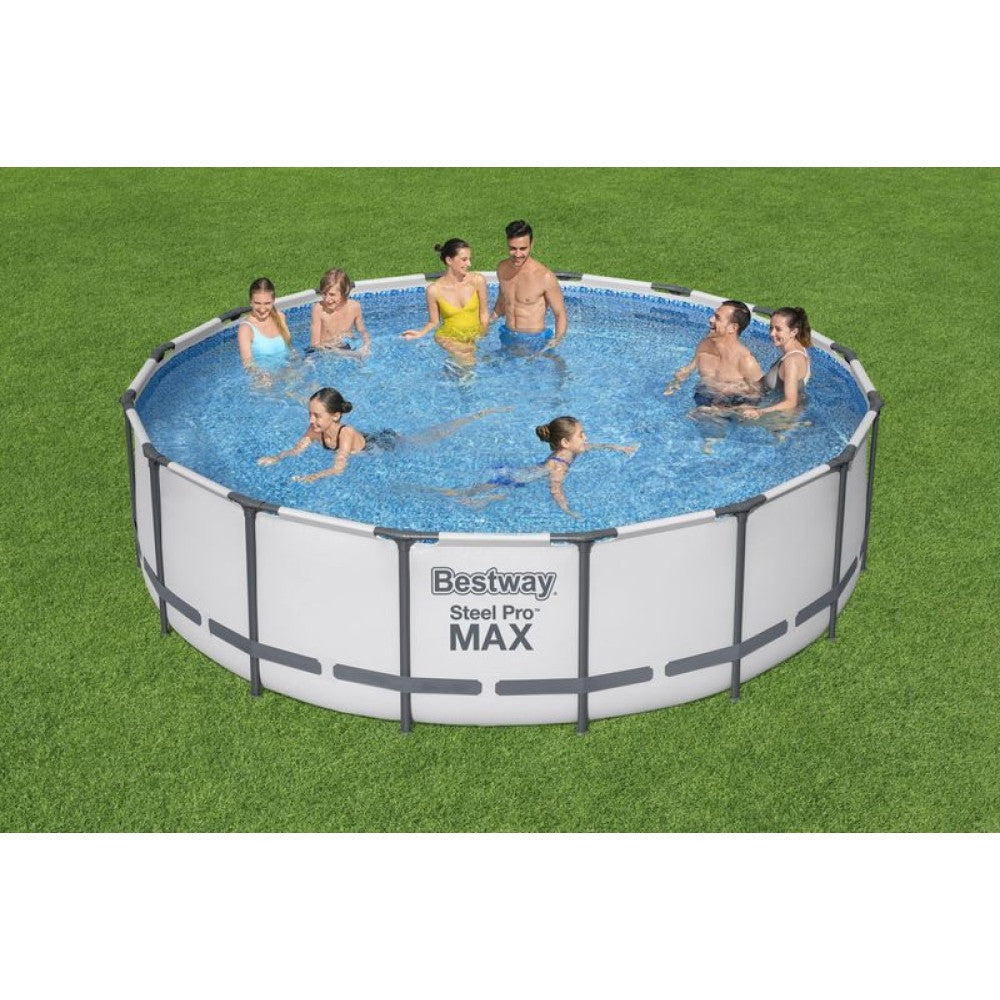 BESTWAY Steel Pro Max csővázas medence szett, 488 x 122 cm, papírszűrős, létrával, takaróponyvával (5612Z)