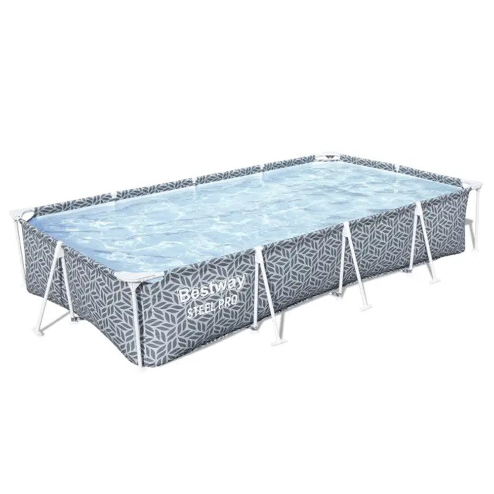BESTWAY Steel Pro csővázas medence, 366 × 201 × 66 cm, tartozékok nélkül, téglalap alakú, leeresztőszeleppel (561FT)