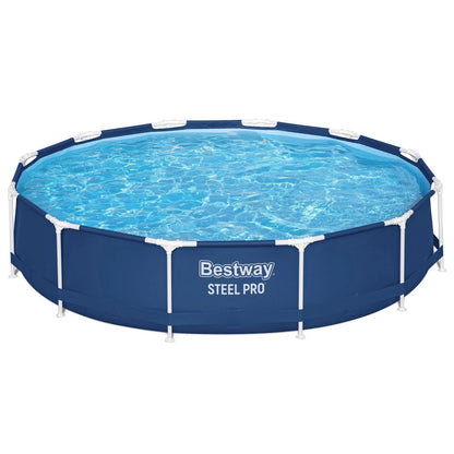 Fémvázas medence, Bestway Steel Pro, sötétkék, kerek, átmérő: 366 cm, magasság: 76 cm, 6473 l, szűrő nélkül (56706)