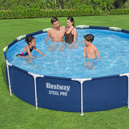 Fémvázas medence, Bestway Steel Pro, sötétkék, kerek, átmérő: 366 cm, magasság: 76 cm, 6473 l, szűrő nélkül (56706)