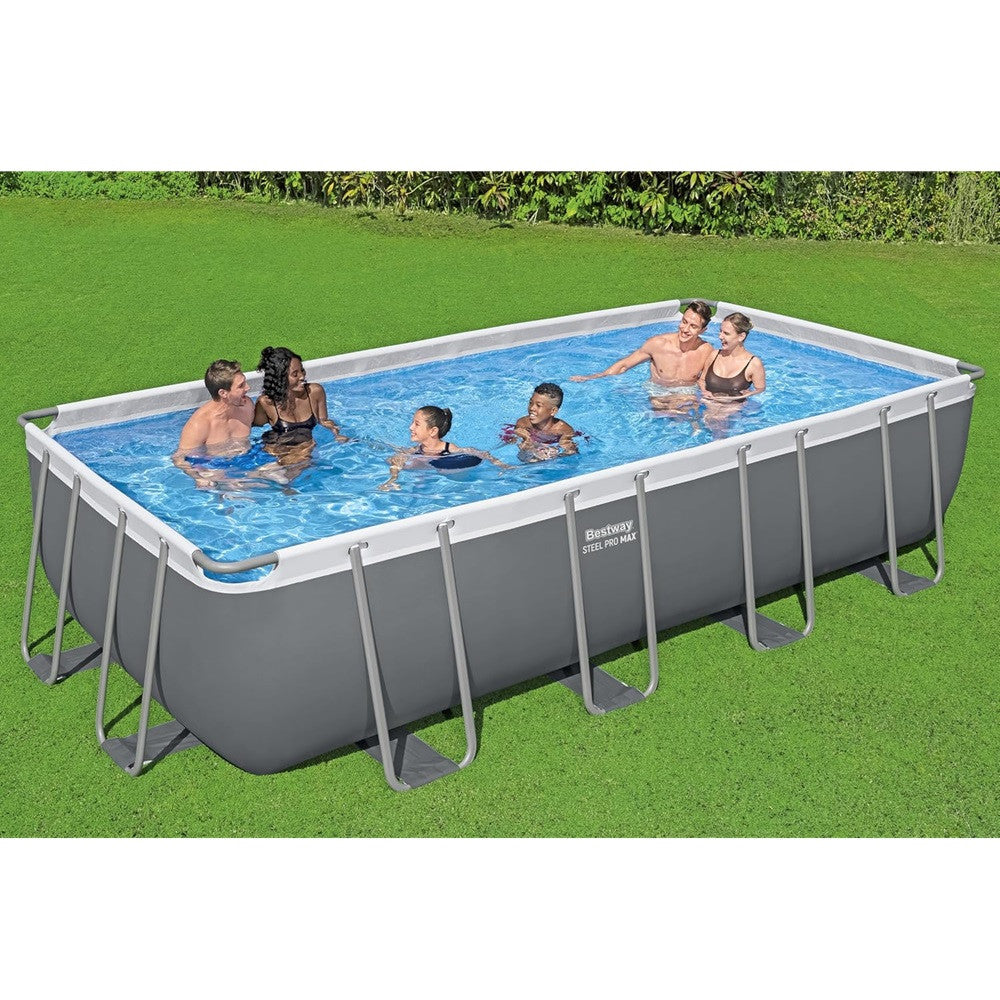 BESTWAY Power Steel csővázas medence szett, 549 × 274 × 122 cm, homokszűrős, létrával, takaróponyvával (56466)