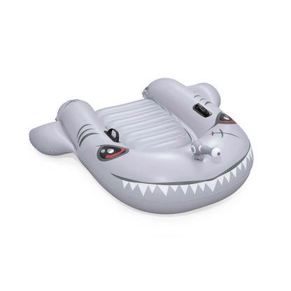 Felfújható úszódeszka, Bestway Sharkventure, 160 x 115 cm, cápa alakú, beépített vízipisztollyal, felfújható párnával, fogantyúkkal, 2 légkamrás, 3 éves kortól, 45 kg teherbírás (42073)
