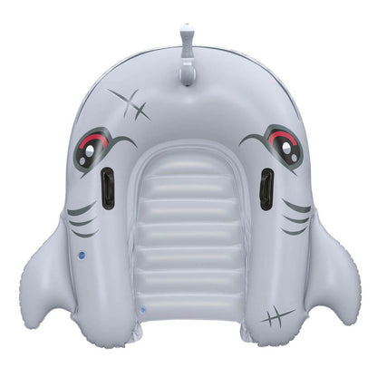 Felfújható úszódeszka, Bestway Sharkventure, 160 x 115 cm, cápa alakú, beépített vízipisztollyal, felfújható párnával, fogantyúkkal, 2 légkamrás, 3 éves kortól, 45 kg teherbírás (42073)