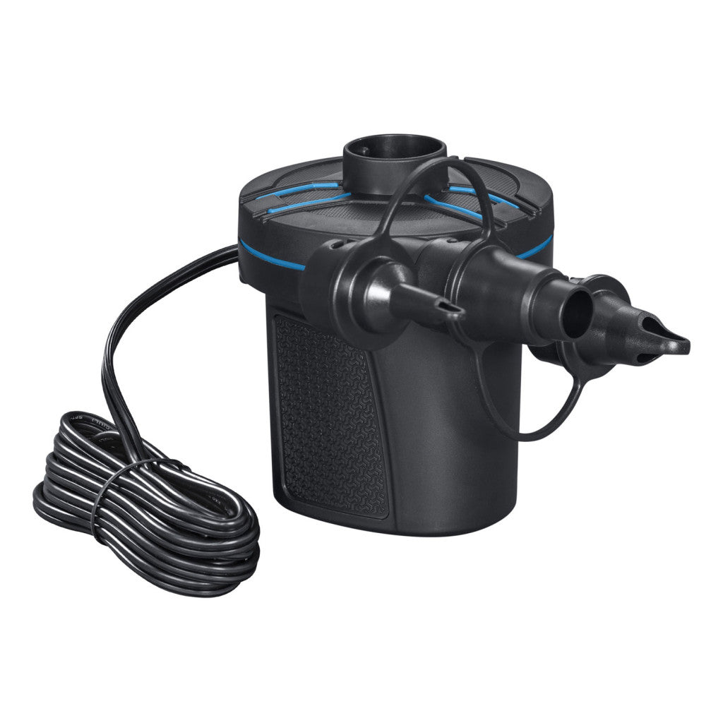 Elektromos pumpa, BESTWAY PowerTouch, fekete, 96 W, 12 V, 680 l/perc, 11,3 × 10,1 × 12,2 cm, 3 cserélhető fúvóka, felfújás és leeresztés funkció (62257)